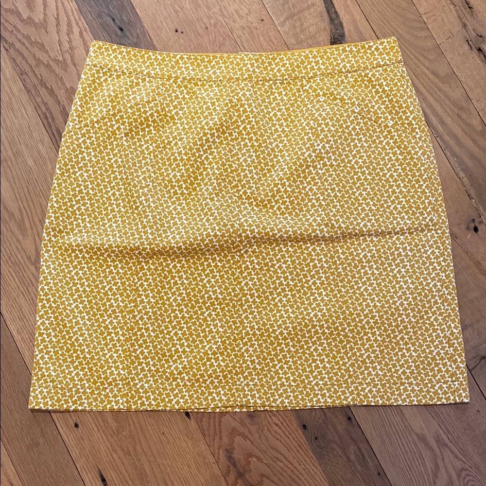 Boden Helena Chino Autumn Gold White Ditsy Floral Print Mini Skirt US 12 LONG